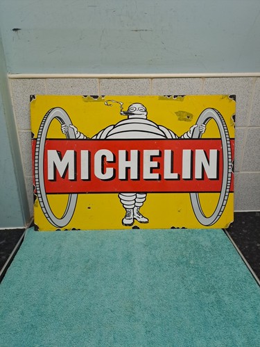 Michelin enamel porcelain sign - enamel,