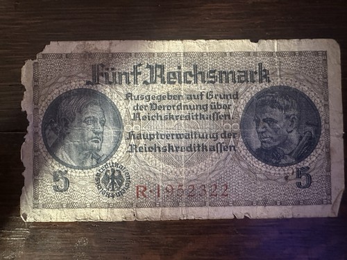 Reichsmark banknote serial - 5, banknote,
