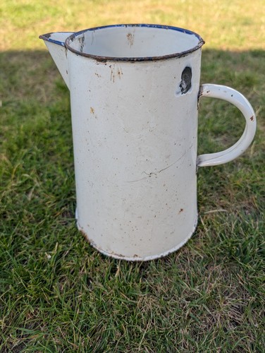 Vintage white enamel jug - vintage,
