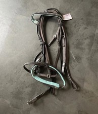 NEW Cob Sized Brown Leather Bridle With Blue Padding. Shop Spoilt See Pictures