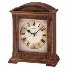 Seiko Wooden Oak Finish Battery Mantel Clock, Roman Numerals QXG123B Missing Box