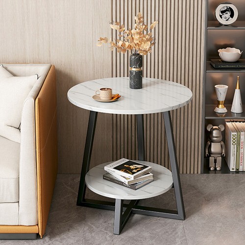 Marble effect side table - table, 40cm