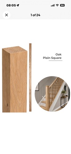 Oak plain square spindles - 10,
