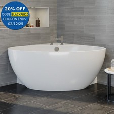 Modern Designer Corner Freestanding Bath Acrylic Bathtub 1510mm Built-In Waste