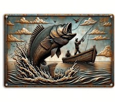 Retro Fishing Angler  Wall