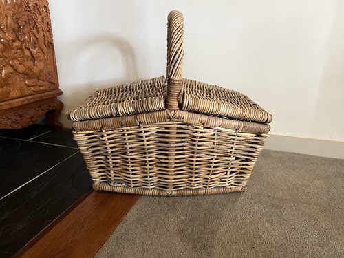 Vintage wicker picnic basket - vintage,