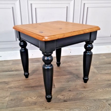 Vintage Small Pine Solid Wooden Side Table - Rustic Painted Black Shabby Upcycle