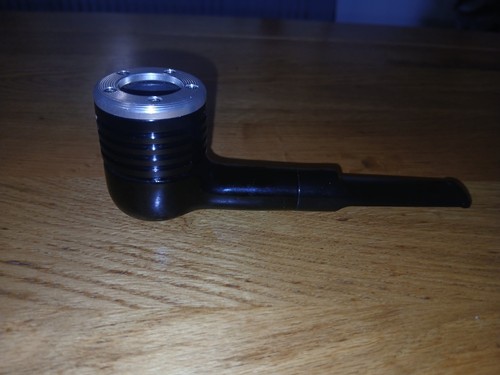 Black tabacco pipe with metal - pipe,