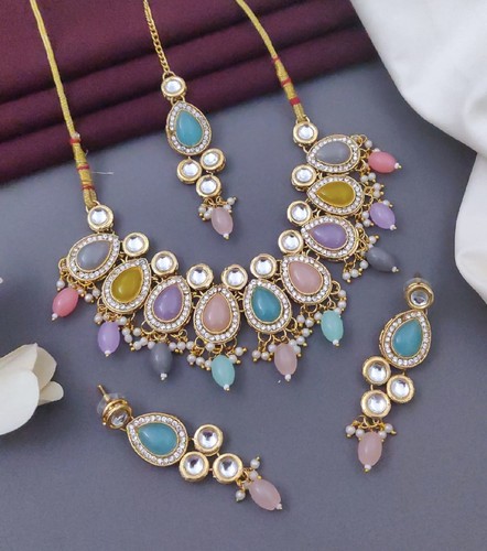 Kundan necklace earring - kundan, set