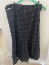 Ladies Nicole Farhi Navy & Grey Checked Long Wool Skirt Size 12