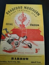 VINTAGE RUGBY LEAGUE PROGRAMME BRADFORD NORTHERN V BARROW 17TH APRIL 1954