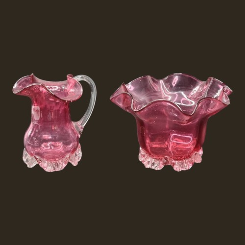 Cranberry glass creamer and - creamer,