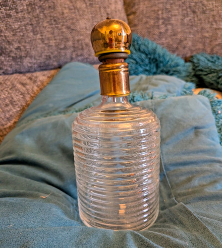 Vintage ribbed glass decanter - ribbed,