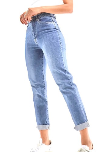 Blue mom jeans stretch - jeans, cotton