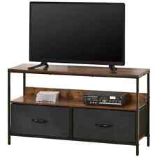 TV Cabinet TV Console Unit 2 Foldable Linen Drawers Rustic Brown