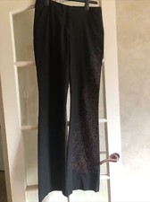Vintage Black Flared Low-waist Trousers With Light Orange Beading On One Leg