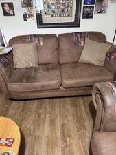 FABRIC 2 X 2 BROWN SOFAS.
