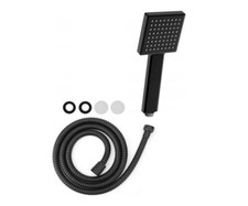 Black Large Rectangle not Glossy 1 Mode Shower with Shower Hose 2 m Slim