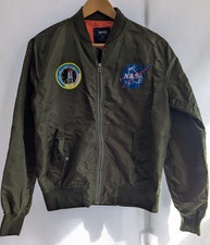 Avidace Green NASA Logo 100th Space Shuttle Mission Flight Bomber Jacket Size S