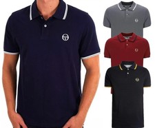 Sergio Tacchini Men's Retro Tipped Polo Shirt Cotton Collared Top New XS - 4XL