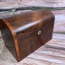 ANTIQUE REGENCY VICTORIAN ROSEWOOD DOMED TOPPED  SHAPED TEA CADDY BOX