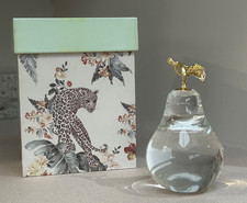 LAURA ASHLEY PEAR Paperweight in Original Box, Crystal Glass Home/Office Decor