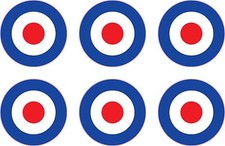 RAF Roundel 6x 1" Stickers Mod