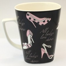 Rayware Squared Rim Pink Black White Shoes Design Tea Coffee Ceramic Mug