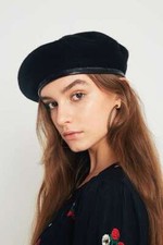 Vintage Italian army black beret cap military hat wool army