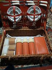 Vintage SIRRAM Picnic Set - 6 Person - in Wicker Basket. Original Contents. 50s.