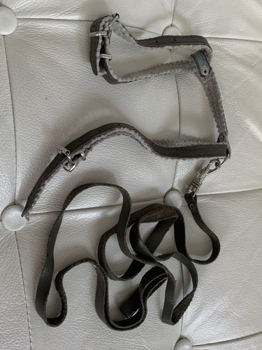 Grey leather dog harness with - leather,