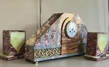 Antique Large Art Deco Clock Garniture Set Ormolu Impressive Rare Piece