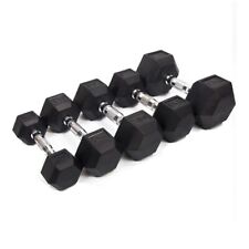 Hex Dumbbells Pairs Rubber Encased Cast Iron Gym Dumbbell Hand Weights Set