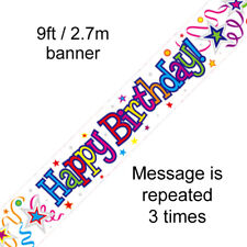 Happy Birthday 9ft Holographic Foil Party Banner Decoration
