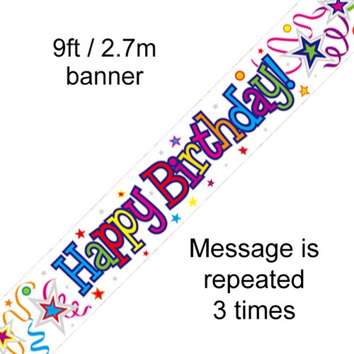 Happy birthday 9ft holographic - happy,