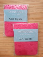 Girls pink tights 7-8 years heart patterned  nylon NEW