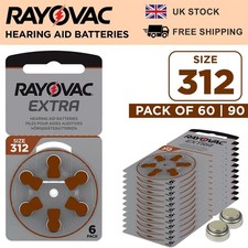 Rayovac Extra Advanced Hearing Aid Batteries Size 312 Brown Zinc Air 60/90 Packs