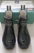 Joules Black Gloss Ankle Wellibobs Size UK 4 EU 37