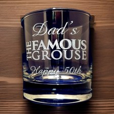 PERSONALISED THE FAMOUS GROUSE WHISKEY GLASS TUMBLER FATHERS CHRISTMAS GIFT