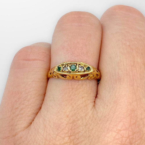 Gold ring emerald diamond - ring,