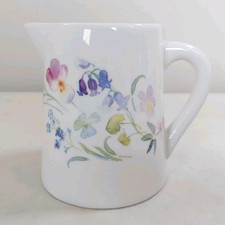 Decorative Jug White Ceramic With British Wild Flower Design 11.5cm Height