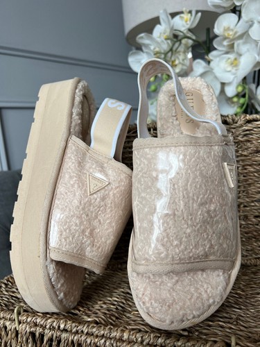 New guess slippers faux fur - slippers,