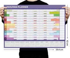 2025 - 2026 A2 Academic Mid Year Wall Planner Calendar  Home Office Work Rainbow