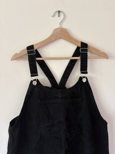 Black denim dungaree dress - dungaree,