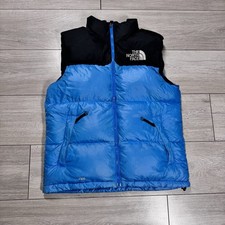 The North Face 700 Goose Down Puffer Vest Nuptse Men's Gilet Blue Black Size S