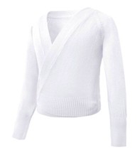 Luxury Ballet Dance Crossover Wrap Cardigan  White/Black/Blue/Pink