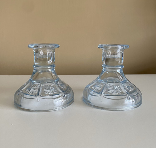 Pair vintage pressed glass - vintage,