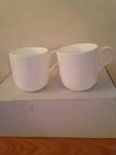 Marks & Spencer’s "Grove" White Fine Bone China  Mugs x 2 Used Ex Con