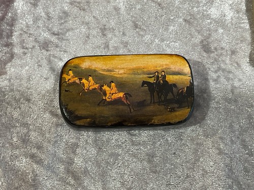 Antique papier mache snuff box - mache,