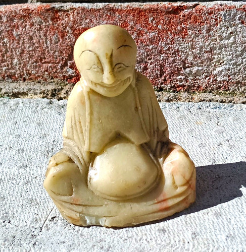 Jade coloured soapstone buddha - soapstone,